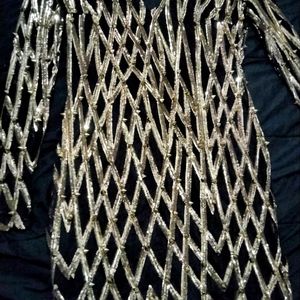 Black and gold studded mesh dress formal party dress